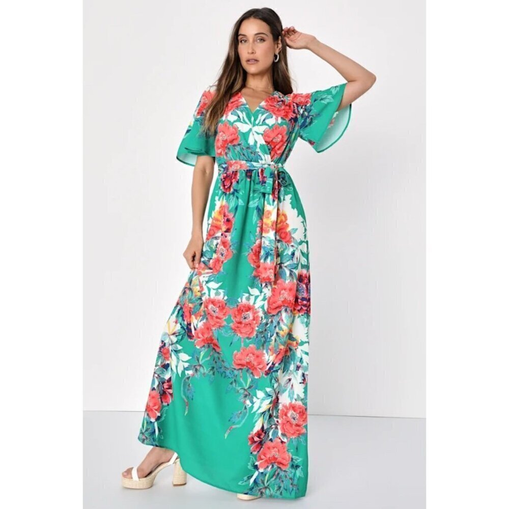 Lulu’s Green Floral Maxi Dress - Picture 5 of 6